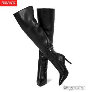 Stiletto Thigh High Boots, PU Leather, 10cm Heel, Zipper Closure, Party Wear